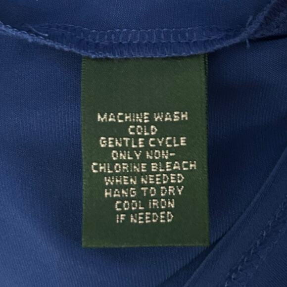 Lauren Ralph Lauren Faux Wrap Midi Dress Women's Size 14W V-Neck Sapphire Blue - Picture 6 of 7